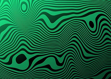 Abstract Green and Black Wavy Lines