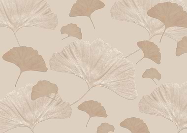 Ginkgo Leaves Beige Dream 1