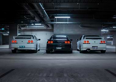 Nissan Skylines in Parking Garage