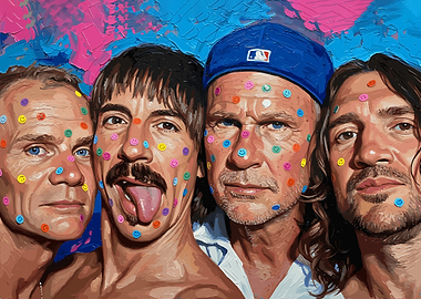 Red Hot Chili Peppers with Smiley Stickers