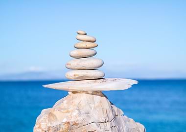 Zen Stone Stack by the Sea