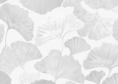 Ginkgo Leaves Soft Gray Dream 2