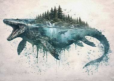 Surreal Mosasaurus The Essence of Primordial Beings