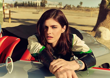 Alexandra Daddario in a car
