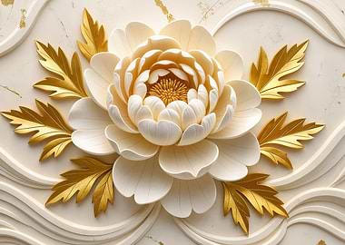 Elegant White and Gold Floral Design