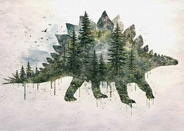 Stegosaurus Forest Silhouette