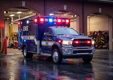 Ambulance with Lights On