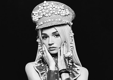 Poppy in Pearl-Adorned Hat and Jewelry