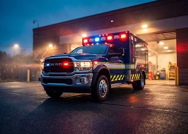 Ambulance with Lights On