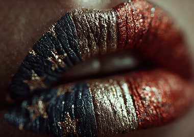 Glitter Lips with American Flag