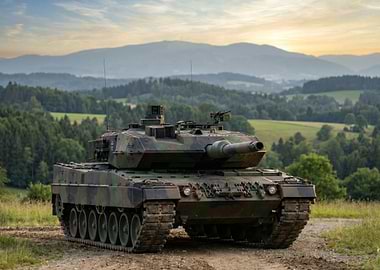 Leopard 2 Tank in a Mountain Landscape