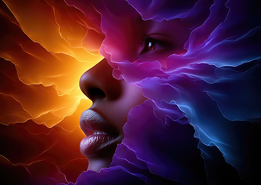 Abstract Portrait with Colorful Smoke