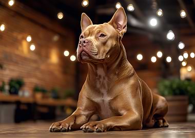 Brown Pitbull Dog Posing Indoors