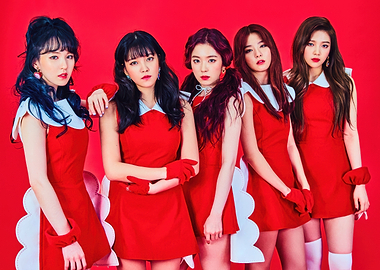 red velvet K-Pop Group in Red Dresses