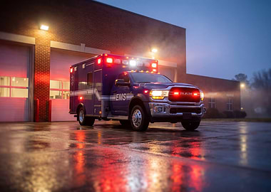Ambulance with Emergency Lights
