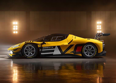 Yellow Ferrari 296 GT3 Race Car