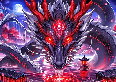 Dragon Over Japanese Pagodas