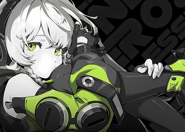 Anime Girl with Green Eyes and White Hair