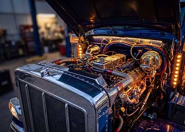 Customized Truck Engine Bay