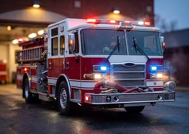 Fire Truck with Lights On