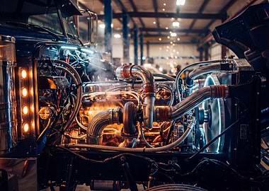 Truck Engine Repair in Workshop