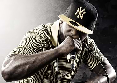 sefyu cap Rapper with Microphone and New York Yankees Cap