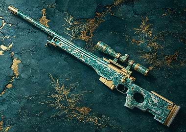 Ornate Sniper Rifle with Floral Design