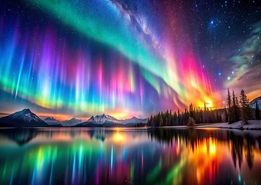 Forest at Lake Nothern Lights Nature