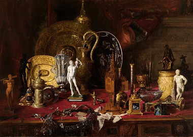 Opulent Still Life with Classical Figures