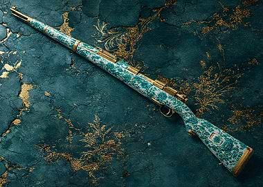 Ornate Rifle on Textured Background