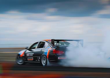 Drifting Car Emitting Smoke