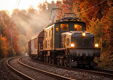 Train in Autumn Forest