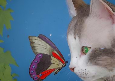 Cat and Butterfly Encounter