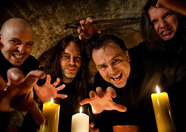 blind guiardian with candles in dark room