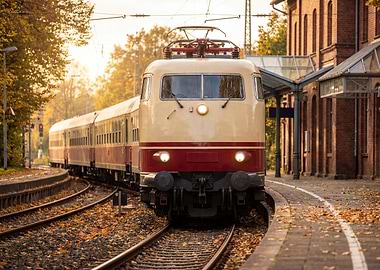 Vintage Train at Autumn Station