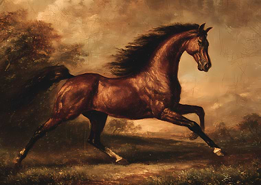 Majestic Horse Galloping Through Landscape