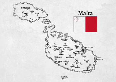 Handdrawn Map of Malta