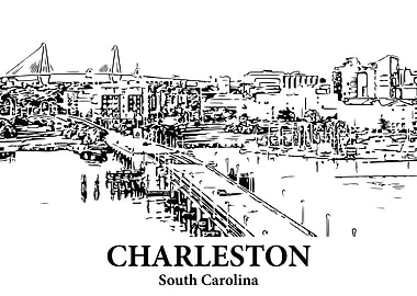 Charleston South Carolina Cityscape Drawing
