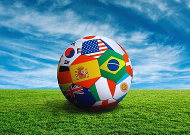 Soccer ball with national flags