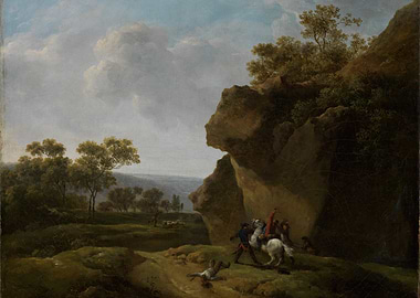 Hunting Scene in a Rocky Landscape