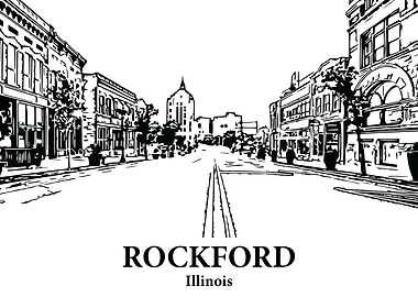 Rockford Illinois Cityscape Drawing
