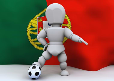 Mannequin with Soccer Ball and Portugal Flag
