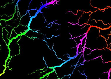 Rainbow Lightning Bolts on Black