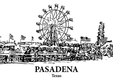 Pasadena Texas Cityscape Drawing