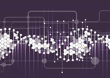 Abstract Network of Hexagons and Lines