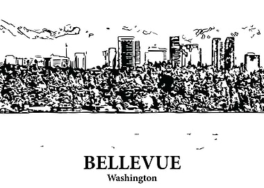 Bellevue Washington Skyline Drawing