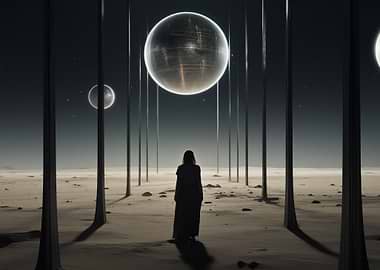 Figure in an alien landscape