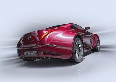 Red Concept Car Rear View