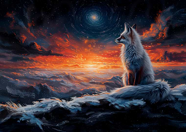 Fox in a Cosmic Sunset