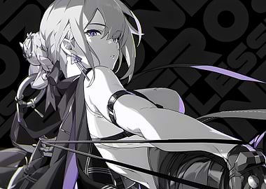 Anime Girl with Braided Hair and Purple Eyes